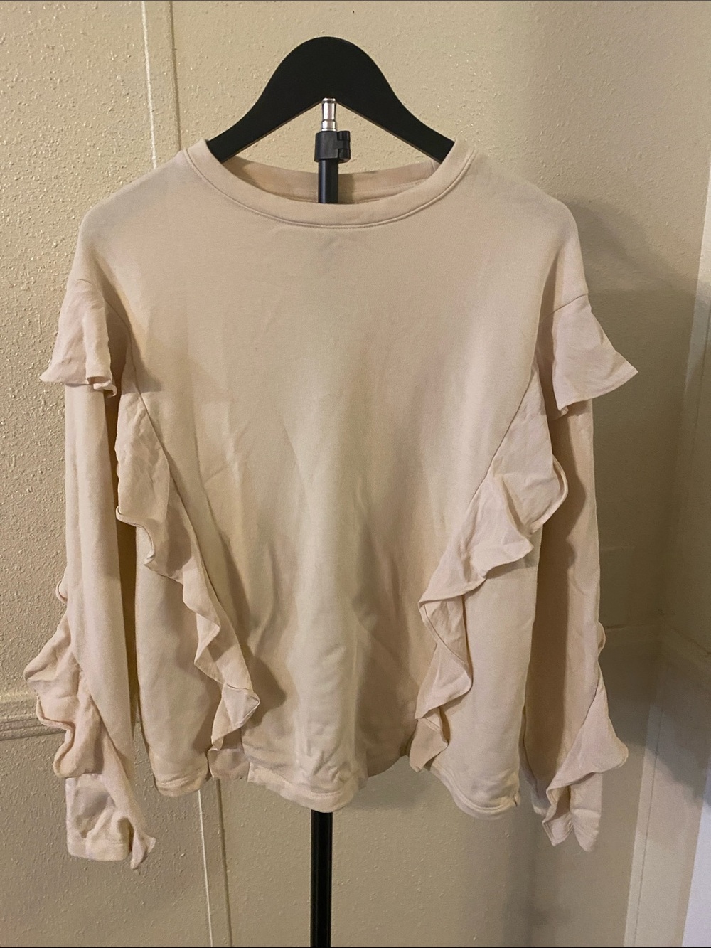 a new day Cream Ruffle Sweatshirt